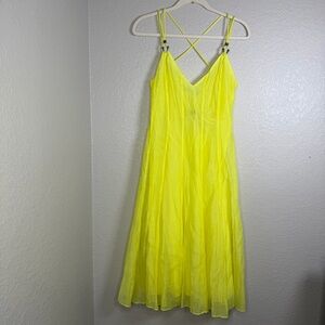 Polo Ralph Lauren Yellow Silk/Cotton Blend Wynonna Midi Dress Size 4
